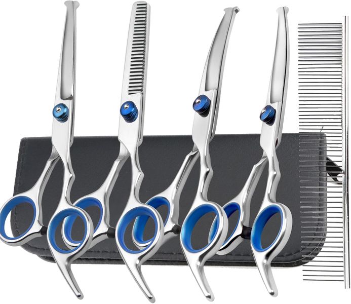 Dog Grooming Scissors, Professional pet Grooming Kit,with Safety Round Tips
