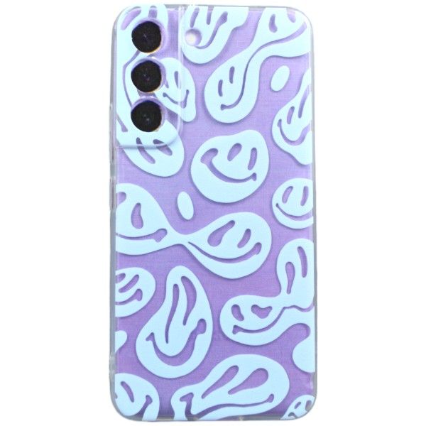Purple Abstract Smiley Print Phone Case For Samsung S22 - Transparent