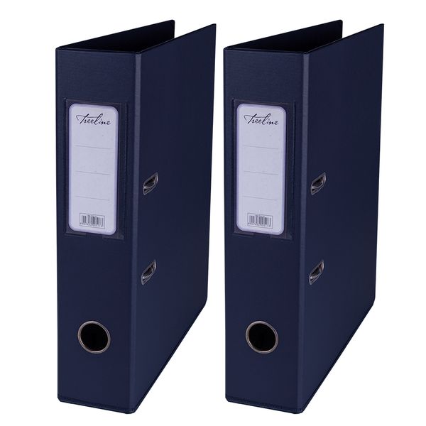 Treeline PVC 70 A4 PVC Lever Arch File - Navy Blue - Pack of 2