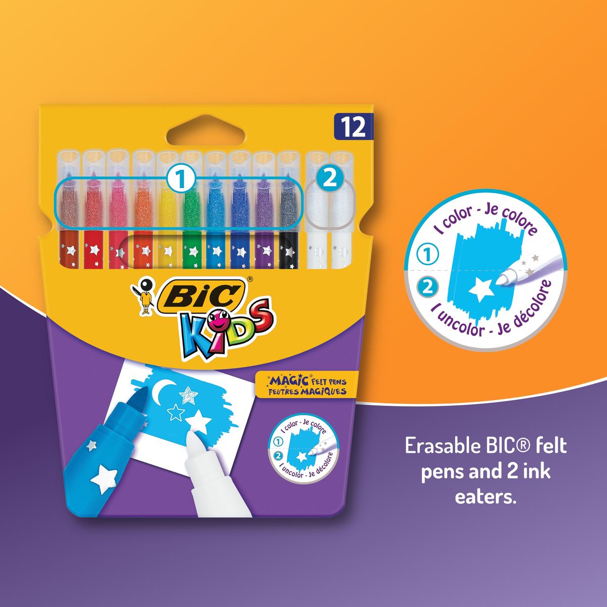 BIC Kids Magic Felt Tip Pens Medium Point Assorted Colours