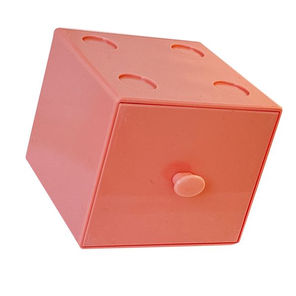 Plastic Stackable Desktop Storage Box with Drawer 9x9.2x8cm Purple Organize