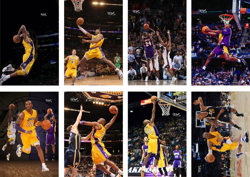 8 Pieces NBA Kobe Bryant Posters Frameless 11.5x16.5 Inch
