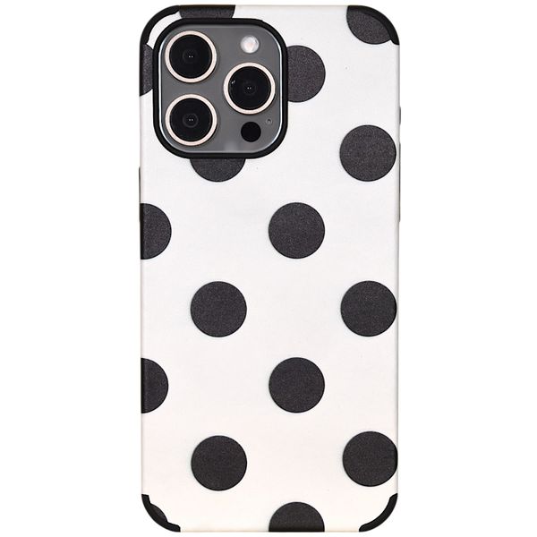 Classic Black &amp; White Polka Dot Phone Case - Compatible with iPhone 15