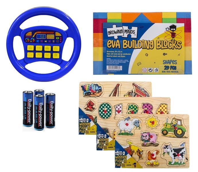 Baby Steering Wheel , Push-In Board Wooden &amp; Building Blocks