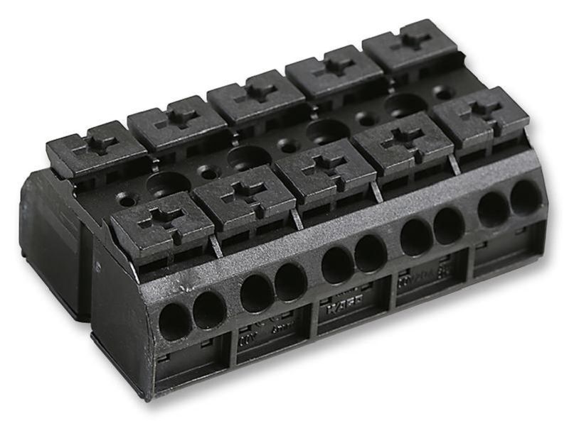 Wago (862-505.) Panel Mount Barrier Terminal Block, 2 Row, 5 Ways