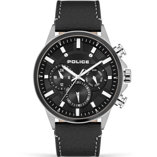 Police Barter Kismet Leather Strap Watch
