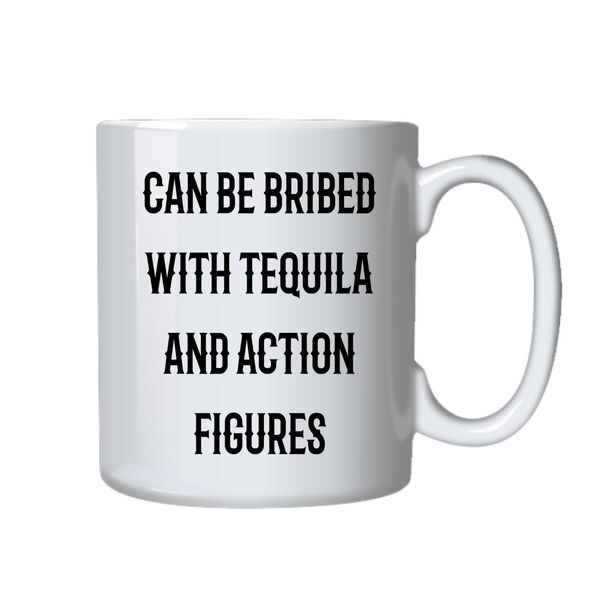 Tequila and Action Figures Mug - Best Funny Novelty Cup Gift Idea for