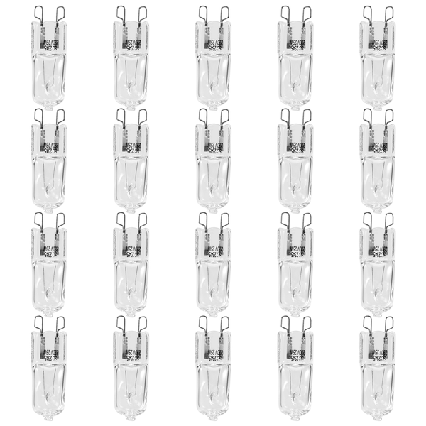 20Pcs G9 Halogen Light Bulbs 25W Clear Halogen Lamps Dimmable 2800K