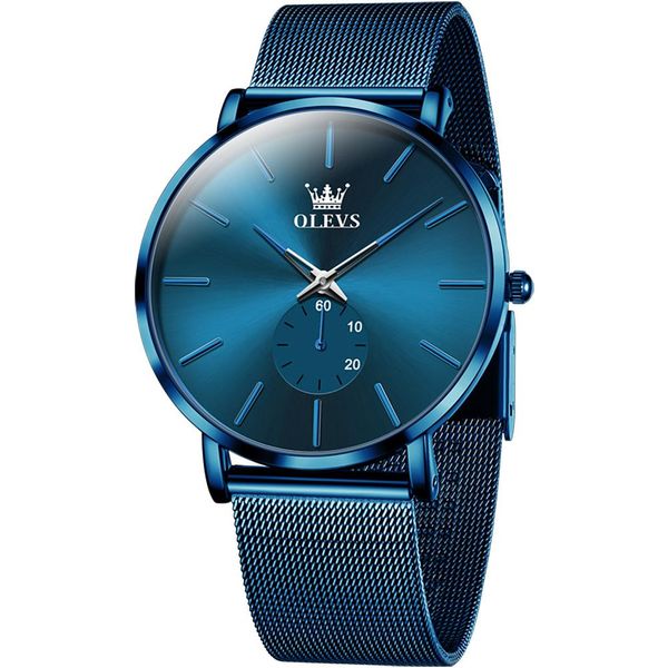 Olevs French Classis Mens Watch With Blue Dial
