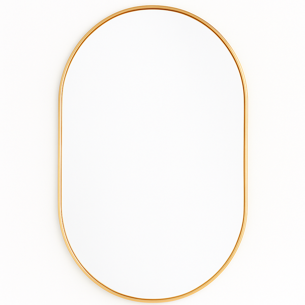 Gold Frame Oval 60 cm x 80 cm Glass Mirror - Wall, Bathroom, Hallway Use