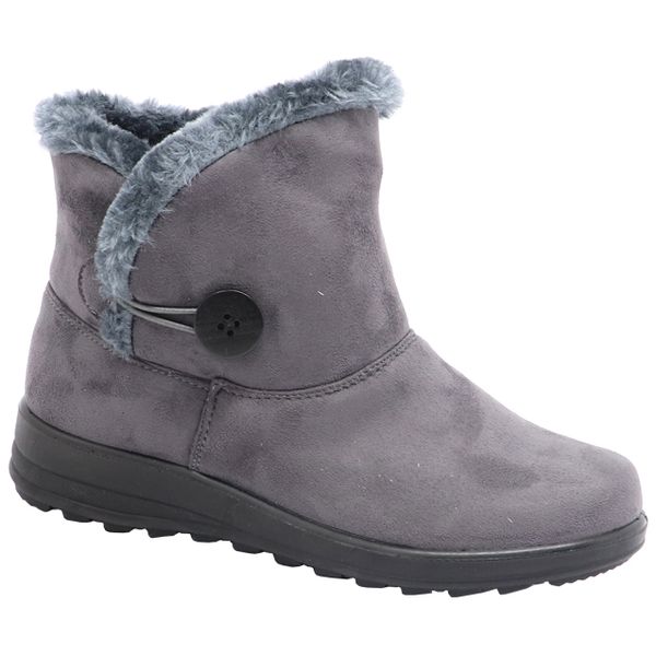 Spoiler Ladies Suede Bootie With Faux Fur And Button Detail
