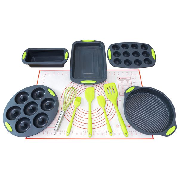 Silver Kitchen Baking Set - 11 Piece - Silicone