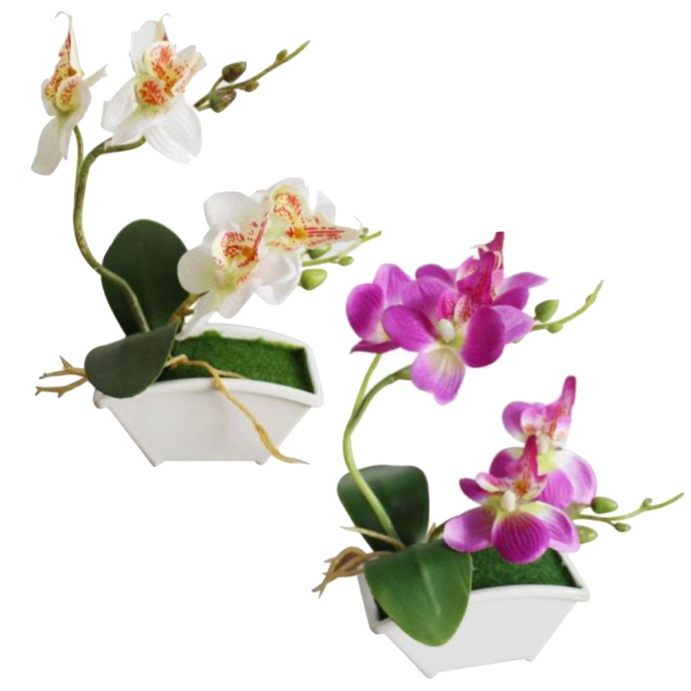 Home Garden Decor Artificial Flower Pot Orchid Set Of 2 22x6cm   S Zoom.file