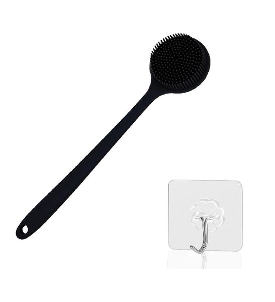 Silicone Back Scrubber for Shower Body Brush with Long Handle Double Sided