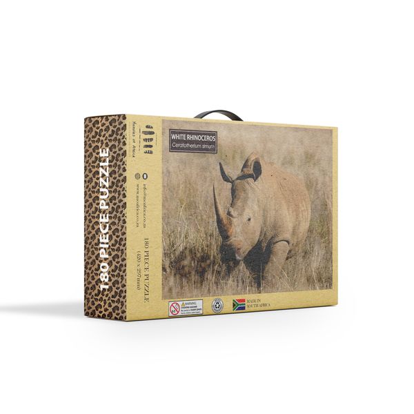 Sacred A3 White Rhino Hand-Crafted South African Wildlife Puzzle