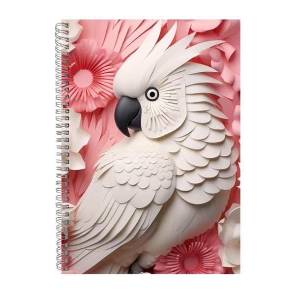White Cockatoo Pink Flower Notebook Animals Gift Idea A4 Notepad Pad 108
