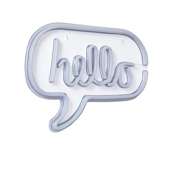 USB Powered Hello Speech Bubble Neon Lamp With Back Plate On Off Switch