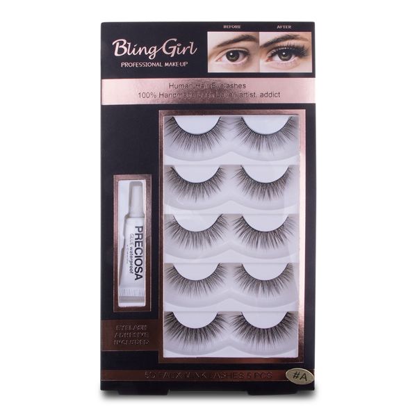 Futurity Beauty - Human Hair Eyelashes and Glue Set - 5 Pairs
