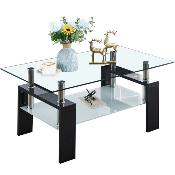 Coffee Table Living Room Glass Sofa Table Home Office Center Side Desk
