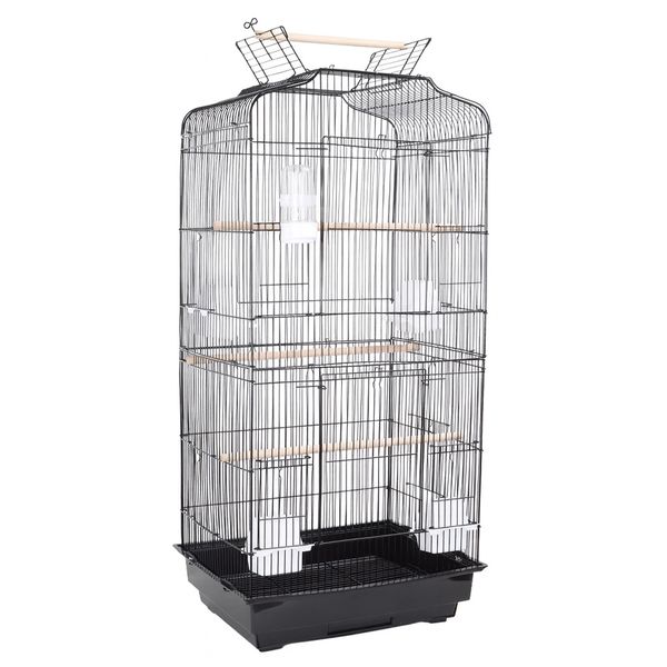 Lamont Medium Open-Top Parrot Cage with 4 Perches and 4 Feeding Bowls-White