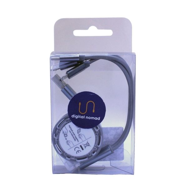 Digital Nomad - Retractable 3 in 1 Charging Cable - Silver