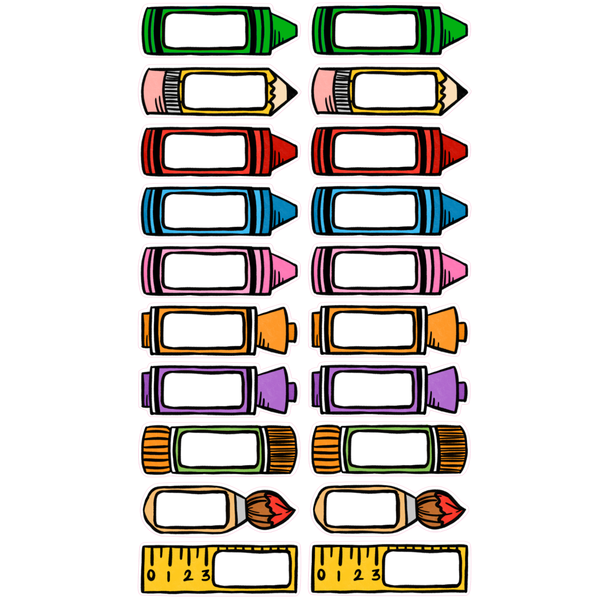 TrendSpire School Book Labels Vinyl Stickers (Colour) - Set of 12