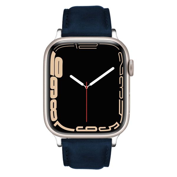 Premium Leather Strap for Starlight 41mm Apple Watch Series 7 - Navy Blue