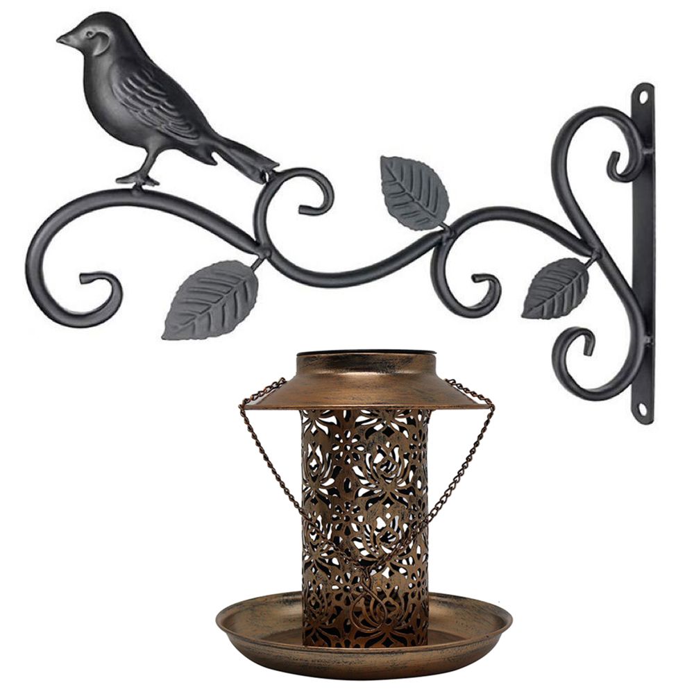 Garden Decor Wall Mounted Birdy Hook With Hanging Solar LED Bird Feeder   S Zoom.file