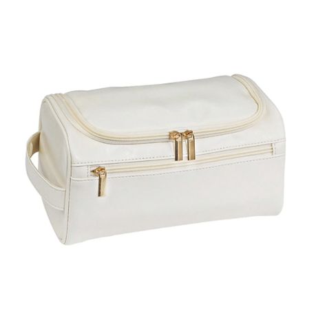 Cosmetic Storage Leather Bag, Portable Waterproof Toiletry Bag with Hook Image