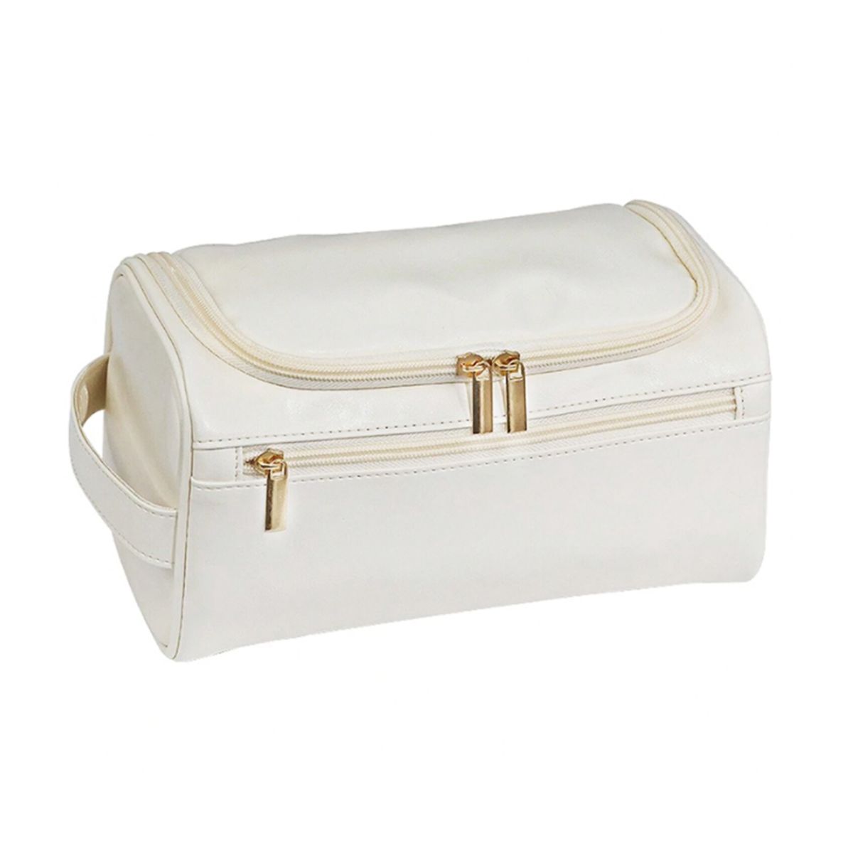 Cosmetic Storage Leather Bag, Portable Waterproof Toiletry Bag with Hook