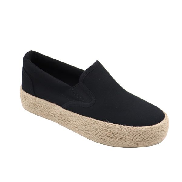 Ladies Canvas Espadrille Slip Thick Sole On Sneaker