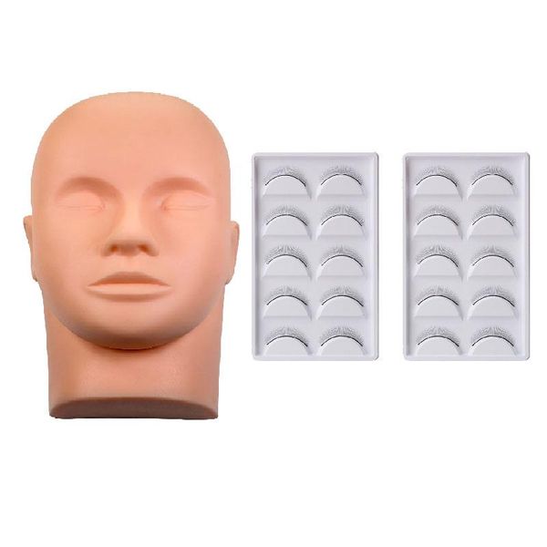 Eyelash mannequin and 2 x 5 Pairs Training Lashes pack