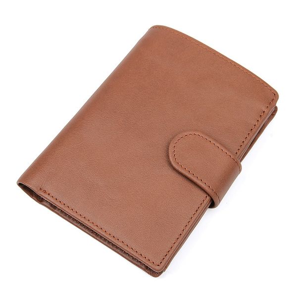 Light Brown Leather Trifold Wallet-RFID Anti-Theft Swipe