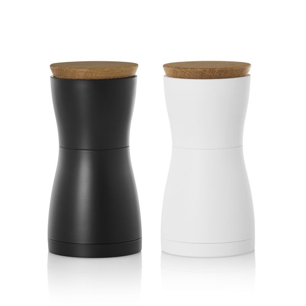 AdHoc Salt &amp; Pepper Grinder Set: 1x Black 1x White: 30Yr Mechanism Warranty
