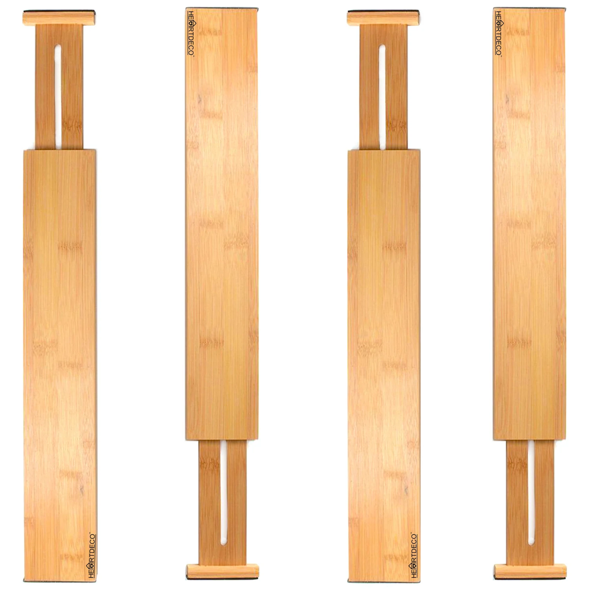 Heartdeco Expandable Bamboo Drawer Dividers 4 Pieces Pack Shop
