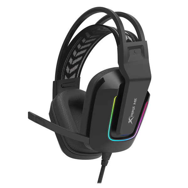 Wired gaming headset with built-in microphone and RGB LED lights