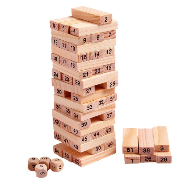 54 Piece Wooden Building Blocks Educational Game for Children