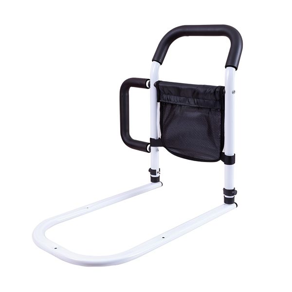 60 x 56cm Steel Bedside Handrail Support Rail with Foam Grip - Black