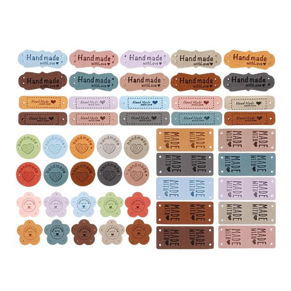50Piece Handmade Tags for Crochet Handmade Leather Labels for DIY Knitting