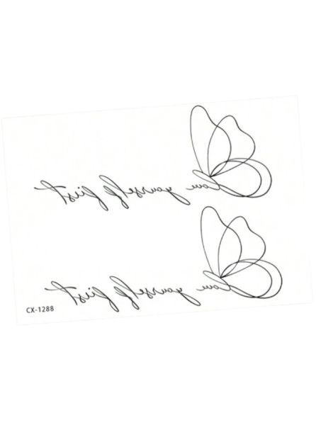 1 Piece - Elegant Butterfly And Phrase Temporary Tattoo - Black