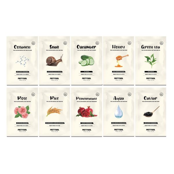 PRETTYSKIN Pack of 10 Essential Face Mask - korean skincare