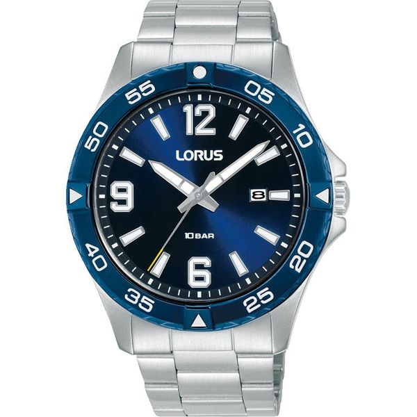 Lorus Men Silver, Blue Metal Button Analogue RH989QX9