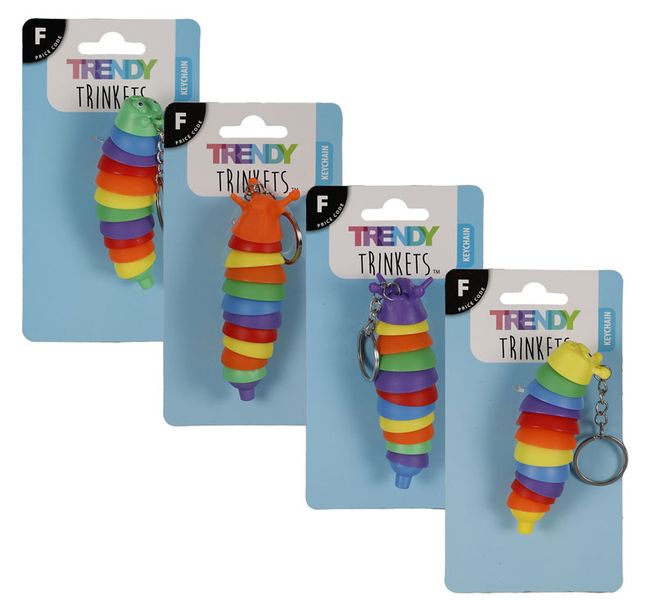 Rainbow Sensory Slug and Caterpillar Fidget Keychain Bundle