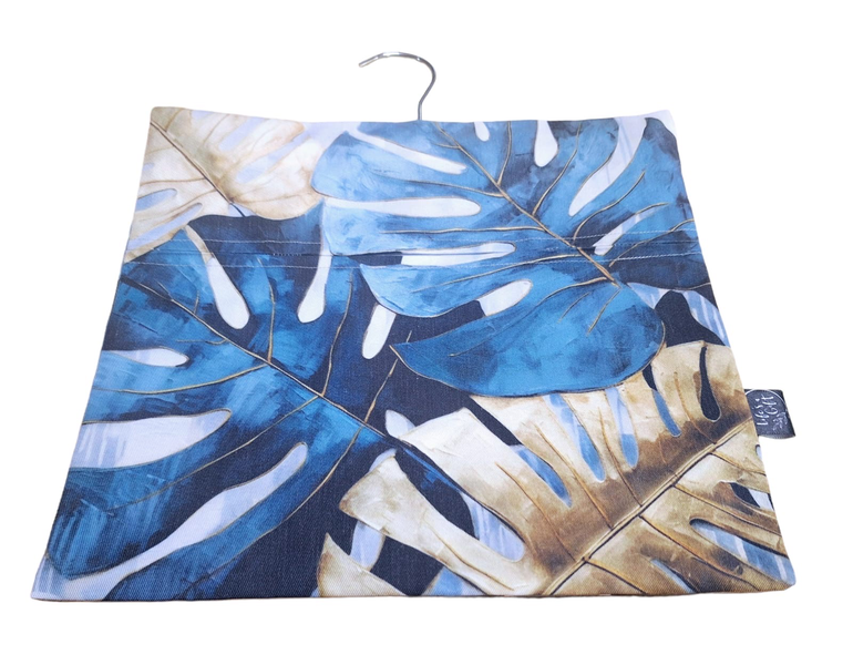 Laundry Peg Bag - Big Blue and Gold Leaves