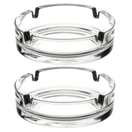 Pack of 2 Glass Ashtrays-Clear Image