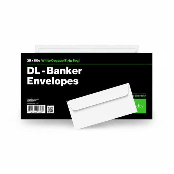 rbe White Opaque Self Seal Envelopes 110 x 220 mm - 25 Piece Pack