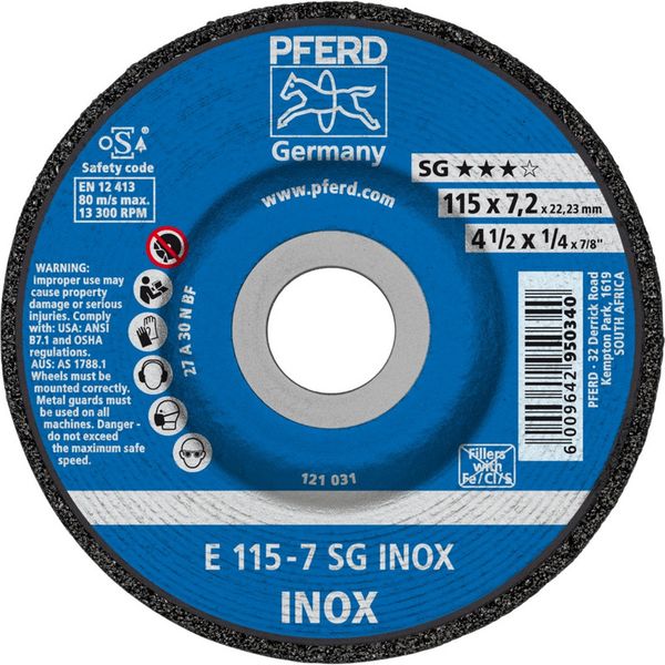 PFERD Grinding Disc 115 x 7,0 SG INOX - 2 Pcs