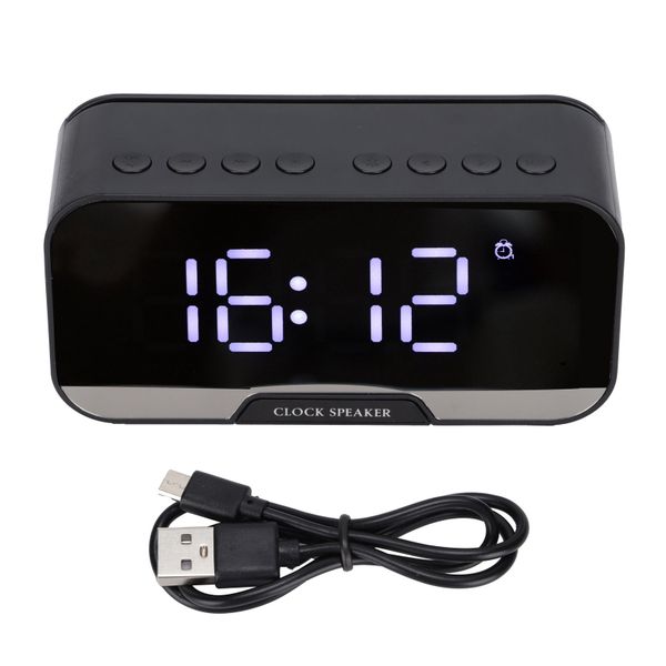 Multifunctional Bluetooth Clock Speaker Portable Dual Alarm Function Black