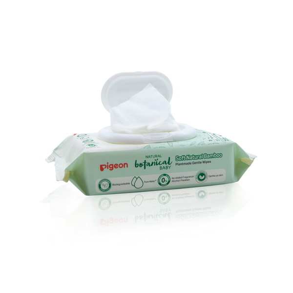 Pigeon Natural Botanical Baby Wipes 70's-Plant-Based, Alcohol-Free &amp; Gentle