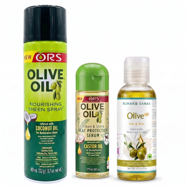 ORS Olive Spray Coconut, Oil Heat Protection Serum and Hair Oil